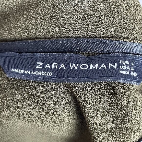 NWT‎ Zara Sleeveless Cropped Jumpsuit Racerback Pockets Green Back Zip Size L - Picture 11 of 12